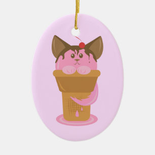Erdbeere Eiscreme Keramikornament