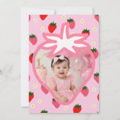 Erdbeere Erste Erdbeeren Geburtstagsfeier Foto Einladung (Rückseite)