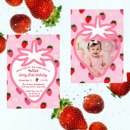 Erdbeere Erste Erdbeeren Geburtstagsfeier Foto Einladung