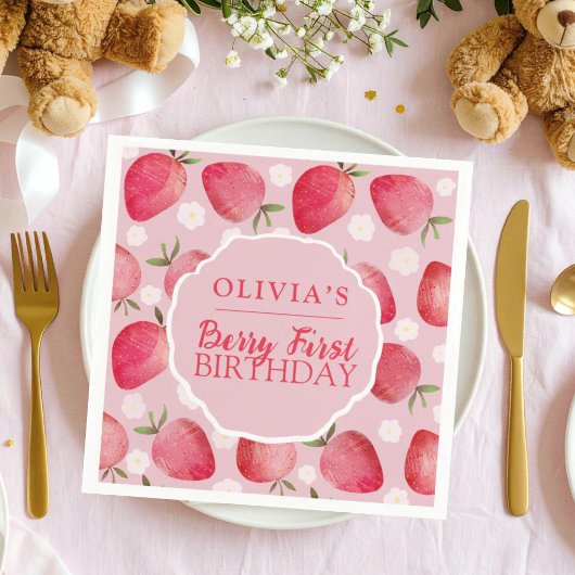 Erdbeere Erste Rote Erdbeere Geburtstag Serviette