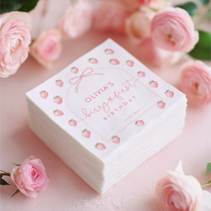 Erdbeere Erster Geburtstag Berry Sweet Mädchen-Par Serviette