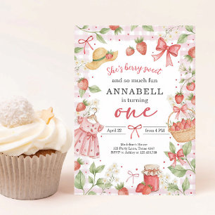 Erdbeere Erster Geburtstag Einladung Berry Süß