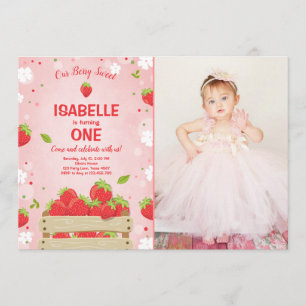 Erdbeere Erster Geburtstag Einladung Sommerfrucht