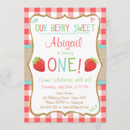 Erdbeere Erster Geburtstag Einladung Sommermonat P