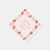Erdbeere erster Geburtstag Erdbeerschleife  Serviette (Ecke)