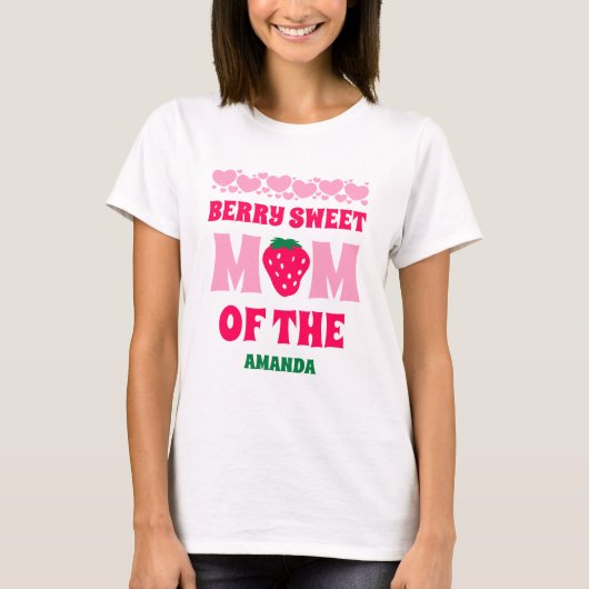 Erdbeere Erster Geburtstag Feier Mama T-Shirt (Vorderseite)
