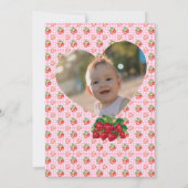 Erdbeere erster Geburtstag Pink Gingham Erdbeere F Einladung (Rückseite)