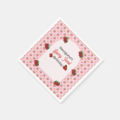 Erdbeere erster Geburtstag Pink Gingham Erdbeere Serviette (Ecke)