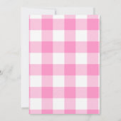 Erdbeere Erster Geburtstag Rosa Gingham-Schleife Einladung (Rückseite)