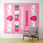 Erdbeere Erster Geburtstag Stoffbanner Wandteppich (Beispiel (Horizontal))