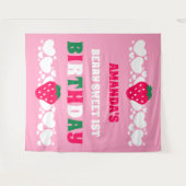 Erdbeere Erster Geburtstag Stoffbanner Wandteppich (Vorderseite (Horizontal))