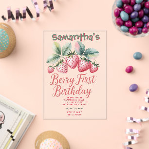 Erdbeere Erster Geburtstag Strawberry One Sweet Be Acryleinladungen