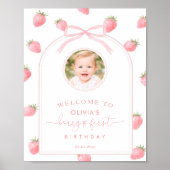 Erdbeere Erster Geburtstag Willkommensschild Berry Poster (Vorne)