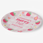 Erdbeere erstes süßes 1. Geburtstag Erdbeere Pappteller (Schrägansicht)