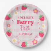 Erdbeere erstes süßes 1. Geburtstag Erdbeere Pappteller (Vorderseite)