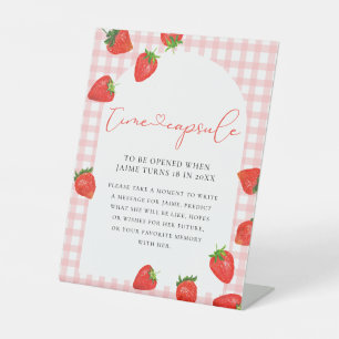 Erdbeere Erstgeburt Rosa Berry Time Kapsel Sockelschild