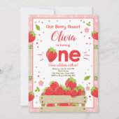 Erdbeere Erstgeburtstag Einladung Sommerfrucht (Vorderseite)