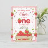 Erdbeere Erstgeburtstag Einladung Sommerfrucht (Stehend Vorderseite)