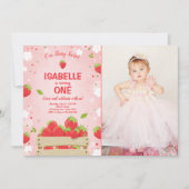 Erdbeere Erstgeburtstag Einladung Sommerfrucht (Vorderseite)