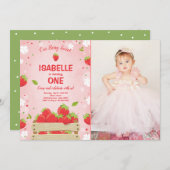 Erdbeere Erstgeburtstag Einladung Sommerfrucht (Vorne/Hinten)