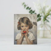 Erdbeere essen postkarte (Stehend Vorderseite)