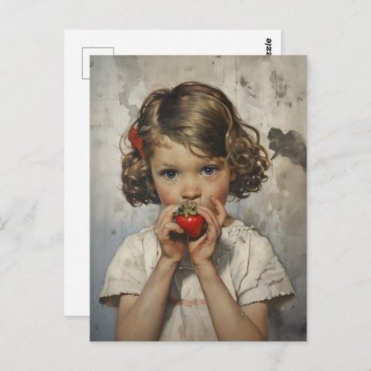 Erdbeere essen postkarte (Vorne/Hinten)