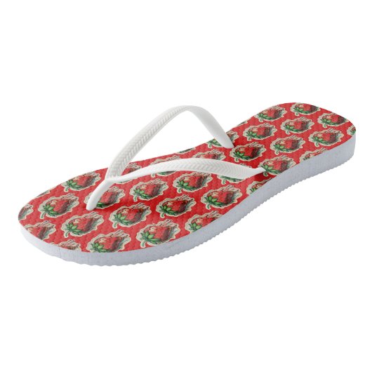 Erdbeere Flip Flops Badesandalen (Schrägansicht)