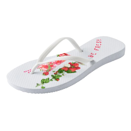 Erdbeere Flip Flops Juice Cool Drink Frucht Badesandalen (Schrägansicht)
