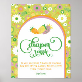 Erdbeere | Floral Diaper Raffel-Zeichen Poster
