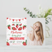 Erdbeere Foto Einladung (Stehend Vorderseite)