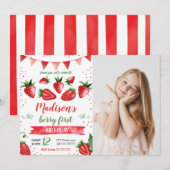 Erdbeere Foto Einladung (Vorne/Hinten)