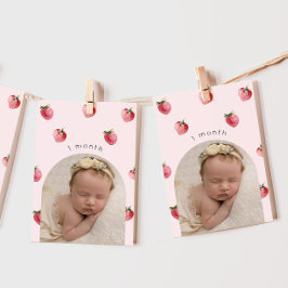 Erdbeere Foto Meilenstein-Banner zum ersten Geburt Einladung