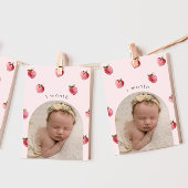 Erdbeere Foto Meilenstein-Banner zum ersten Geburt Einladung