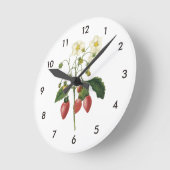 Erdbeere (Fragaria sp.) von Redouté Runde Wanduhr (Winkel)