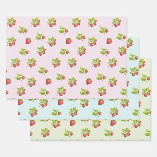 Erdbeere Frucht, Blätter und Blüten (Set)