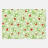 Erdbeere Frucht Blumengrün Muster Geschenkpapier Set (Vorderseite 3)
