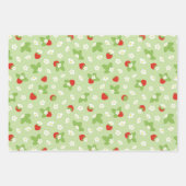 Erdbeere Frucht Blumengrün Muster Geschenkpapier Set (Vorderseite 2)