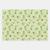 Erdbeere Frucht Blumengrün Muster Geschenkpapier Set (Vorderseite)