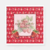Erdbeere Frucht Erster Geburtstag  Serviette (Vorderseite)