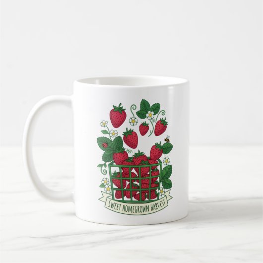 Erdbeere Frucht Essen Beere Süße Korb Kaffeetasse (Links)