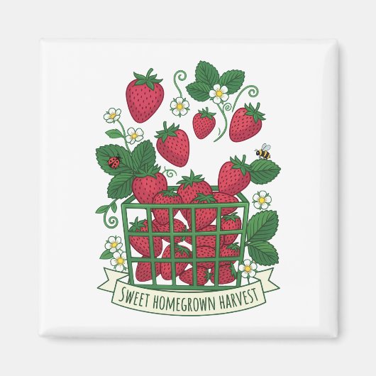 Erdbeere Frucht Essen Beere Süße Korb Magnet (Vorne)