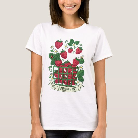 Erdbeere Frucht Essen Beere Süße Korb  T-Shirt (Vorderseite)