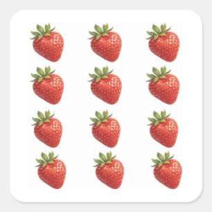 Erdbeere Frucht Quadratischer Aufkleber