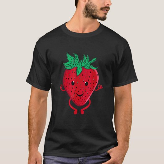 Erdbeere Frucht Yoga Trainer Meditation T-Shirt (Vorderseite)