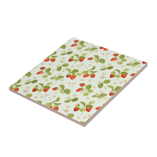 Erdbeere Früchte, Blätter und Blume Fliese (Seite)