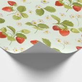 Erdbeere Früchte, Blätter und Blume Geschenkpapier (Ecke)