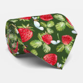 Erdbeere Früchte, Blätter und Honigbiene Krawatte (Gerollt)