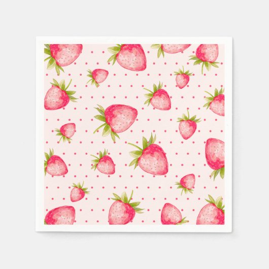 Erdbeere Früchte Rosa grünes Party Serviette (Vorderseite)