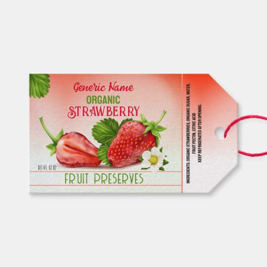 Erdbeere Fruchtkonservierung Geschenkanhänger (Vorderseite (Horizontal))