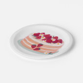 Erdbeere Fruchtkuchen und Daisy-Blume Pappteller (Schrägansicht)